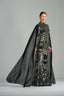 LAILA - Black and Silver Sequin Gown with Flowing Cape