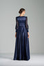 MONICA - Navy Sequin and Satin Evening Gown