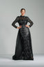 SELENA - Black Sequin Gown with Sheer Sleeves