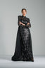 SELENA - Black Sequin Gown with Sheer Sleeves