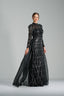 SELENA - Black Sequin Gown with Sheer Sleeves