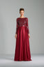SILVIA - Burgundy Sequin and Satin Evening Gown