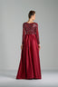 SILVIA - Burgundy Sequin and Satin Evening Gown