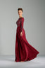 SILVIA - Burgundy Sequin and Satin Evening Gown