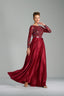 SILVIA - Burgundy Sequin and Satin Evening Gown