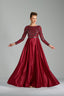SILVIA - Burgundy Sequin and Satin Evening Gown