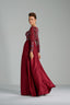 SILVIA - Burgundy Sequin and Satin Evening Gown