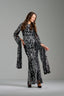 NANCY - Black and Silver Sequin Evening Gown with Flowing Sleeves