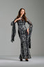 NANCY - Black and Silver Sequin Evening Gown with Flowing Sleeves