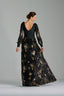 NOORA - Black and Gold Sequin Evening Gown with Statement Belt