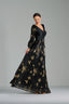 NOORA - Black and Gold Sequin Evening Gown with Statement Belt