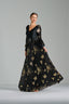 NOORA - Black and Gold Sequin Evening Gown with Statement Belt