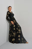 NOORA - Black and Gold Sequin Evening Gown with Statement Belt