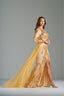 MARGARET - Gold and Yellow Sequin Evening Gown with Side Slit