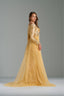 MARGARET - Gold and Yellow Sequin Evening Gown with Side Slit