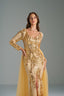 MARGARET - Gold and Yellow Sequin Evening Gown with Side Slit