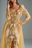 MARGARET - Gold and Yellow Sequin Evening Gown with Side Slit