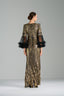 MATILDA - Black and Gold Sequin Gown with Ruffled Tulle Sleeves
