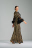 MATILDA - Black and Gold Sequin Gown with Ruffled Tulle Sleeves