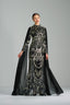 LAILA - Black and Silver Sequin Gown with Flowing Cape