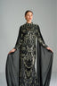 LAILA - Black and Silver Sequin Gown with Flowing Cape