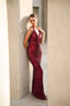 VALENTINA – SEQUIN EVENING GOWN WITH FRONT SLIT
