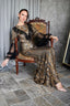 MATILDA - Black and Gold Sequin Gown with Ruffled Tulle Sleeves