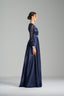 MONICA - Navy Sequin and Satin Evening Gown