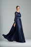 MONICA - Navy Sequin and Satin Evening Gown