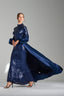 VICTORIA – Midnight Blue Sequin Gown with Satin Puff Sleeves