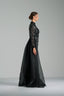 SELENA - Black Sequin Gown with Sheer Sleeves