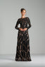 ANGELICA - Black and Bronze Sequin Evening Gown