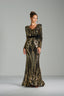 HELENA - Black and Gold Sequin Evening Gown