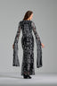 NANCY - Black and Silver Sequin Evening Gown with Flowing Sleeves