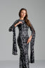 NANCY - Black and Silver Sequin Evening Gown with Flowing Sleeves
