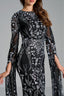 NANCY - Black and Silver Sequin Evening Gown with Flowing Sleeves