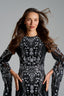 NANCY - Black and Silver Sequin Evening Gown with Flowing Sleeves