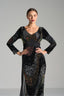 JENNY – Black Multicolor Sequin Long Sleeve Gown