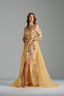 MARGARET - Gold and Yellow Sequin Evening Gown with Side Slit