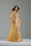 MARGARET - Gold and Yellow Sequin Evening Gown with Side Slit