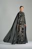 LAILA - Black and Silver Sequin Gown with Flowing Cape