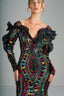 DIANA - Multicolor Sequin Gown with Ruffled Sleeves